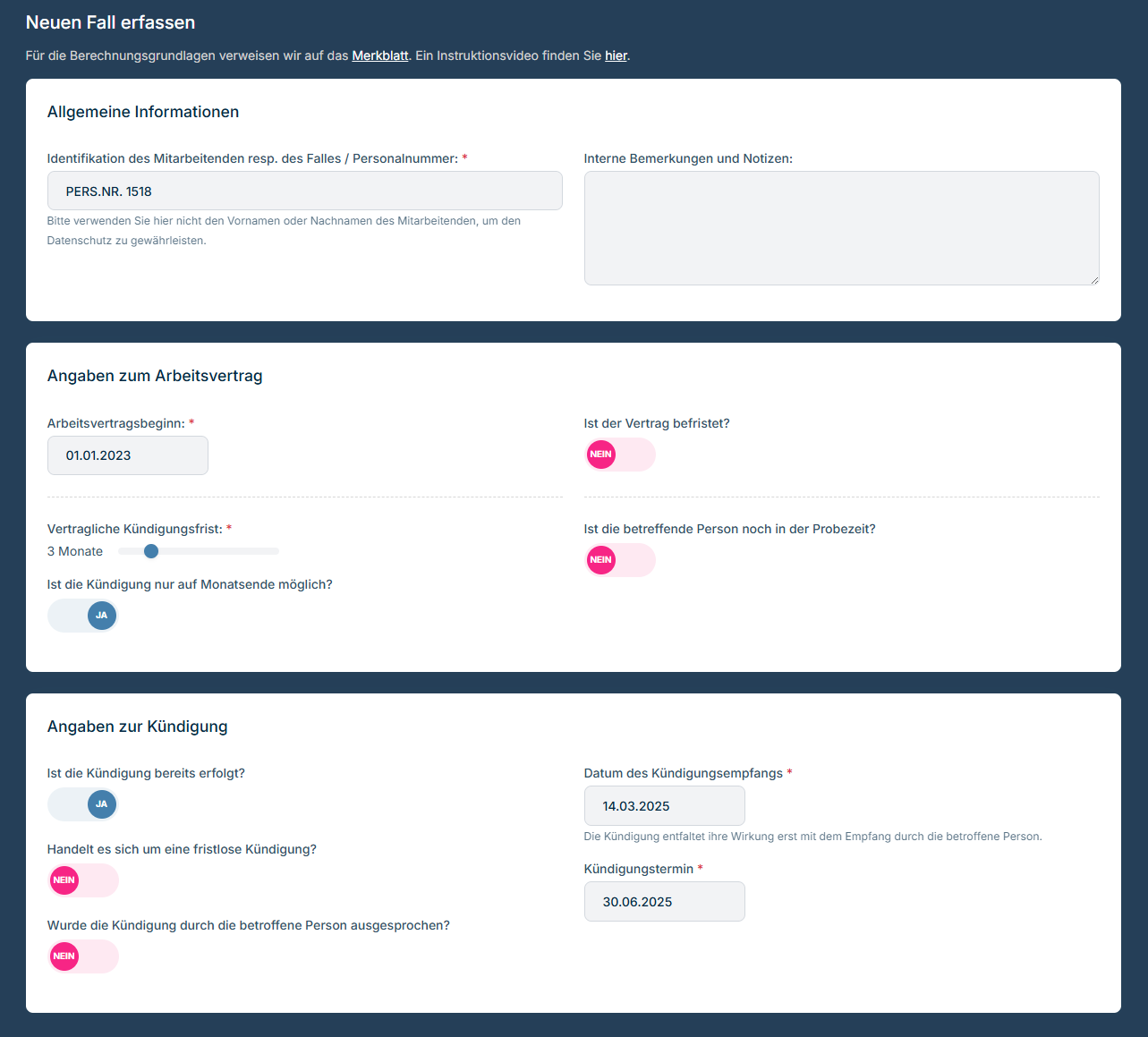 Einfache Fallerfassung 1
